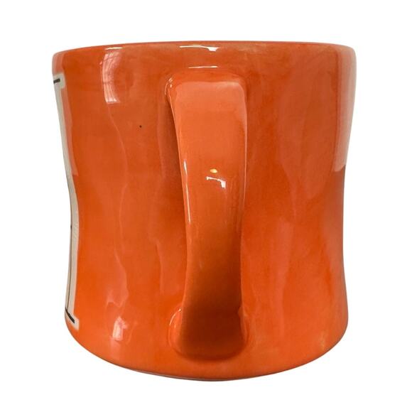 Anthropologie Hand Painted Orange Monogram Letter H Ceramic Coffee Mug Cup - Picture 4 of 8
